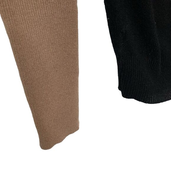 Theory 100% Cashmere Black Bodice Camel Sleeves V-Neck Sweater Size P /TP Soft - Picture 5 of 11